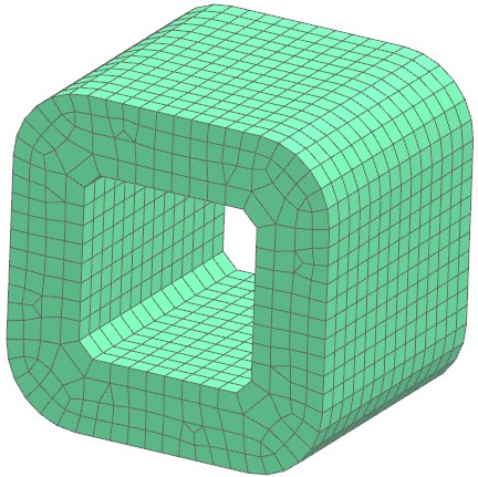 Picture: Detail view on the primary coil. This coil is modeled by a stranded approach which means that each element has a vector (see next picture) to define the winding direction